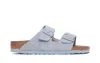 Birkenstock Open Toe Slip-on Suede Sandals In Blue