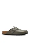 Birkenstock Boston Natural Leather Flat Clogs In Concrete Grey