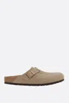 Birkenstock 'boston' Beige Mules With Engraved Logo In Brown