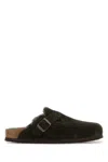 Birkenstock Boston Buckled Shearling Slippers In Brown
