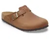 Birkenstock Boston Oiled Leather Mules In Brown