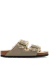 Birkenstock Arizona Shearling And Suede Sandals In Brown