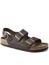 Birkenstock Birko Flor Mocca Sandals With Cork Sole And Adjustable Straps Milano In Brown
