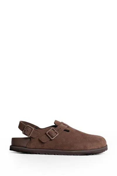 Birkenstock Tokio Suede Buckle Slingback Clogs In Brown