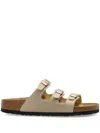 Birkenstock Beige Leather Florida Slippers In Brown