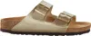 Birkenstock Arizona Big Buckle Leather Slides With Buckle In Gold