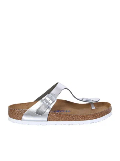 Birkenstock Gizeh Silver Sandal In Grey