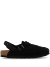 Birkenstock Tokio Leather And Fur Slippers In Tokio Black