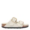 Birkenstock Arizona Big Buckle Leather Slides With Buckle In White