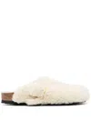 Birkenstock Boston Teddy Shearling Sliders In White