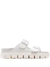 Birkenstock Leather Sandals With Two Buckle Straps In White
