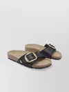 Birkenstock Sandals With Cork Sole And Woven Texture