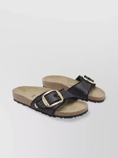 Birkenstock Sandals With Cork Sole And Woven Texture
