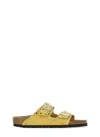 Birkenstock Arizona Rivet Border Leather Sandals With Applied Metal Rivets In Yellow