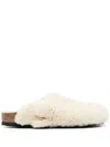 Birkenstock Boston Big Buckle Shearling Teddy Clogs In Nude