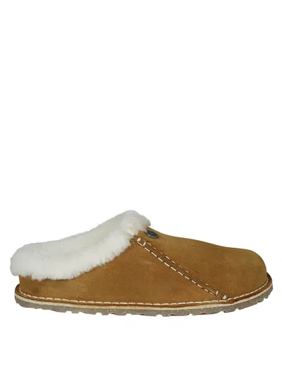 BIRKENSTOCK SHEARLING-COLLARED ZERMATT SUEDE SLIP-ON SHOES