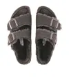 Birkenstock Shearling-lined Double-buckle Sandals In Black