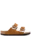Birkenstock Shearling-lined Slip-on Sandals In Braun