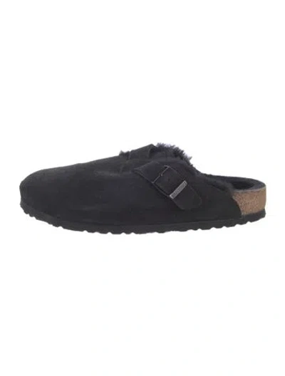 Pre-owned Birkenstock Shearling Mules In Black