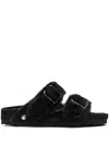 Birkenstock Shearling Sandals In Black