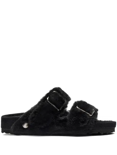 Birkenstock Shearling Sandals In Black