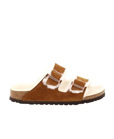 Birkenstock Shearling Sandals In Brown
