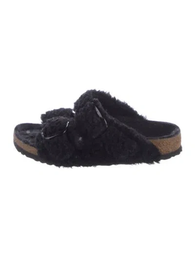 Pre-owned Birkenstock Shearling Slides In Blue