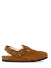 Birkenstock Tokio Shearling Buckled Suede Clogs