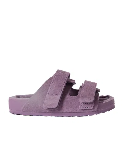 Birkenstock Shearling-lined Suede Sandals In Purple