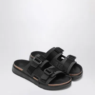 BIRKENSTOCK BIRKENSTOCK SHINJUKU BLACK LEATHER AND TEXTILE SLIPPER
