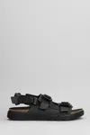 Birkenstock Black Shinjuku Sandal In Natural Leather And Tissue In Black