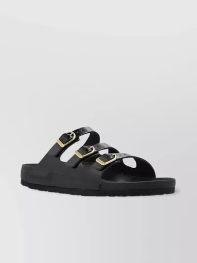 BIRKENSTOCK SHINY TRIPLE BUCKLE FLAT SANDALS