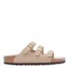 Birkenstock Beige Leather Florida Slippers In Beige