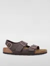 Birkenstock Birko Flor Mocca Sandals With Cork Sole And Adjustable Straps Milano In Brown