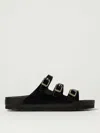 Birkenstock Arizona Sandalwood In Black Patent Leather With Three Buckles In Black