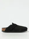Birkenstock Shearling Buckle Detail Narrow Fit Sandals In Schwarz
