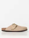 Birkenstock Boston Big Buckle Leather Clogs In Sand