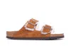 Birkenstock Arizona Shearling And Suede Sandals Shoes In Brown