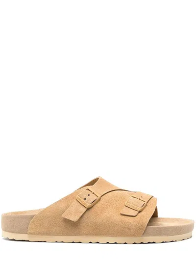 Birkenstock Suede Zurich Sandals With Double Buckle In Brown