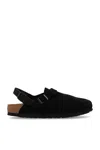 Birkenstock Tokio Suede Leather Slides In Black