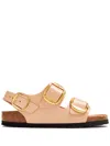 Birkenstock Side-buckle Slingback Leather Sandals In Neutrals