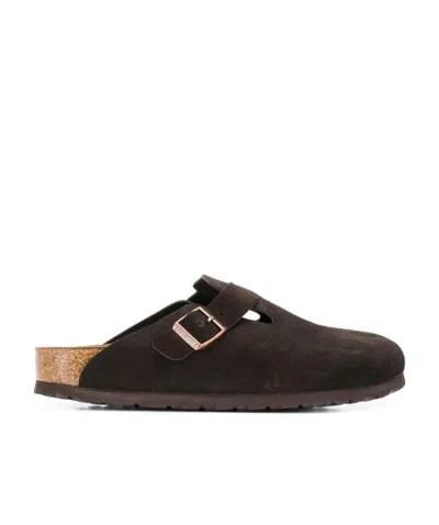 Birkenstock Side Buckle Soft-faced Slippers In Black