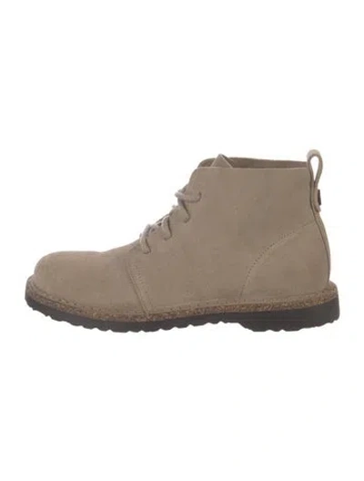 Pre-owned Birkenstock Signature Logo Suede Lace-up Boots In Brown
