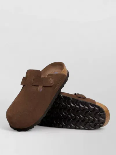 Birkenstock Silk Blend Round Toe Rubber Sole Slippers In Brown