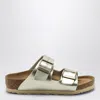 Birkenstock Slide Arizona Birko-flor Metallic Gold In Metal