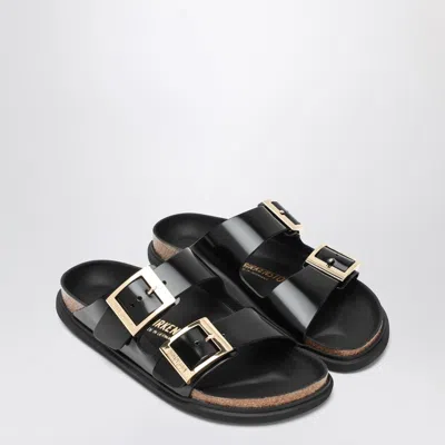 Birkenstock Slide Arizona Droplet Buckle In Black Patent Leather