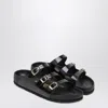 Birkenstock Slide Florida Dbuckle Exquisite Lucida Nera In Black