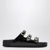 Birkenstock Slide Florida Dbuckle Exquisite Lucida Nera In Black