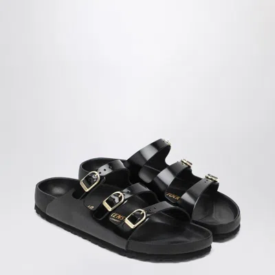 Birkenstock Black Sandals With Adjustable Straps And Gold-tone Buckles