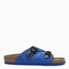 BIRKENSTOCK SLIDE ZÜRICH TECH ELECTRIC BLUE IN SUEDE